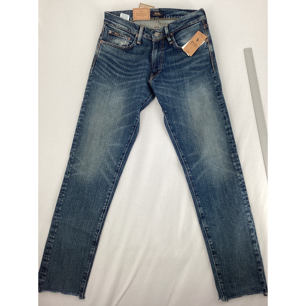 Polo Ralph Lauren Sullivan Slim Crop Jeans Mens 29x30 Indigo Raw Hem NEW